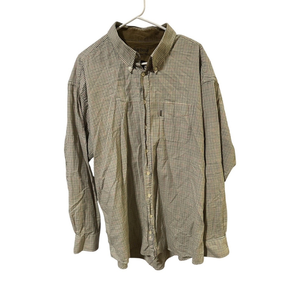 Barbour Men’s 2X Traditional Twill Long Sleeve Plaid Checkered Button Down Fla